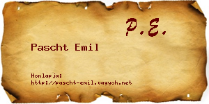 Pascht Emil névjegykártya